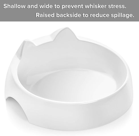 CatGuru Whisker Stress Free Cat Water Bowl, Reliefs Whisker Fatigue, Wide Cat Dish, Non Slip Cat Feeding Bowls, Shallow Cat Food Water Bowls, Non Skid Pet Bowls for Cats (Water Bowl, Marshmallow)