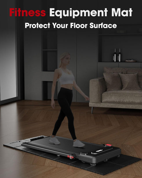 VTORY Foldable Treadmill Mat for Carpet, Exercise Equipment Mat for Home Fitness, High Density PVC Protector