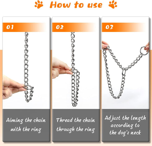 TagME Adjustable Chain Choke Collar for Dogs, Weather Proof Necklace for Extra Large Dogs