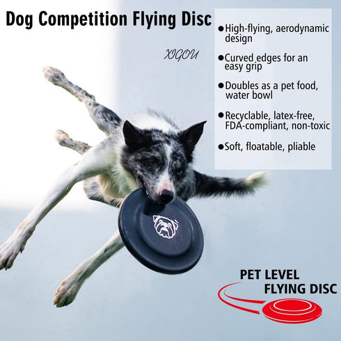 Dog Flying Disc, 3 Pcs Competition Flyer, Soft Indestructible Rubber Lightweight Toy for Dogs