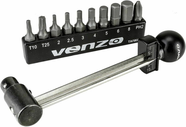 Venzo 1/4 Inch Driver Beam Torque Wrench Set 2 to 10 Nm, Small Adjustable Maintenance Tool for Bikes