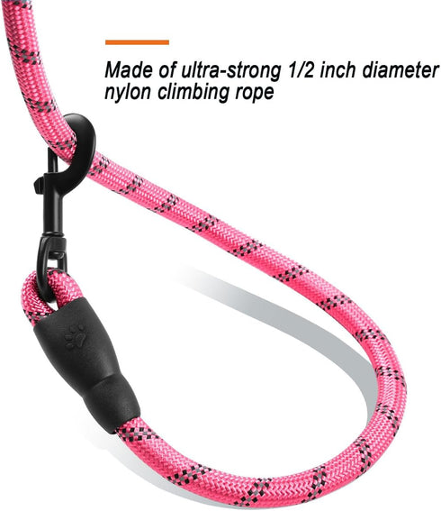 BARKBAY Heavy Duty Dog Leash for Large Dogs, 5FT with Comfortable Padded Handle, Pink