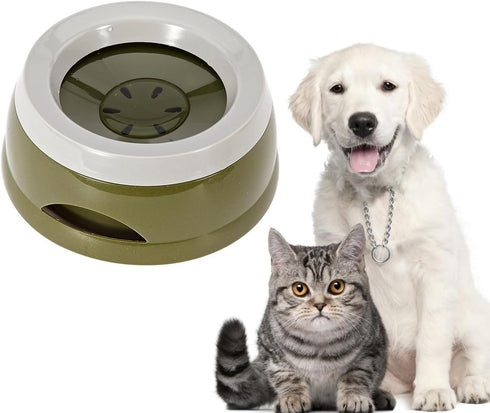 No Spill Dog Water Bowl, 25oz Large Capacity Slow Feeder, Spill Proof Pet Water Dispenser for Travel Drinking (Green)