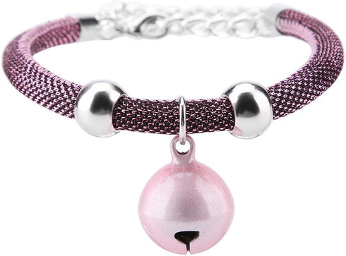 Cat Collars and Leads - Nylon Accessory Kitten Supply with Bell Collar Extension Chain, Japanese Style (Simple Powder)