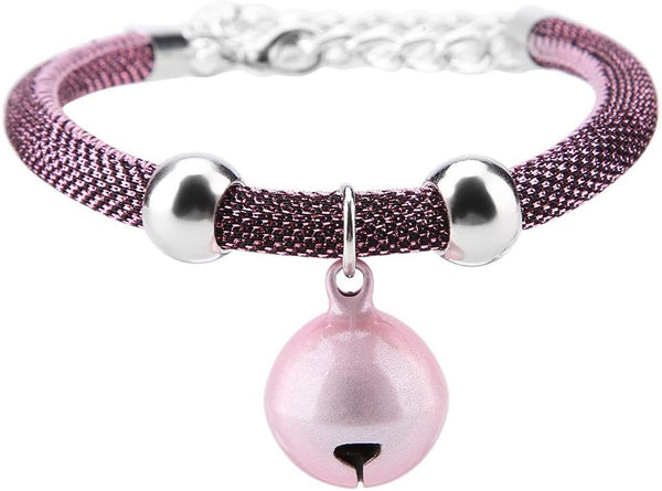 Cat Collars and Leads - Nylon Accessory Kitten Supply with Bell Collar Extension Chain, Japanese Style (Simple Powder)