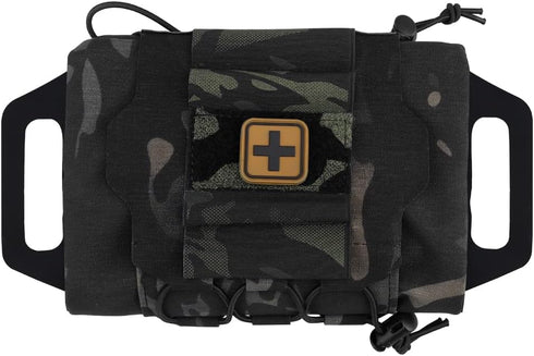 Tactical Military MOLLE Pouch, Rapid First-aid Belt Pouch, Survival Med Roll Carrier with Hypalon Handle
