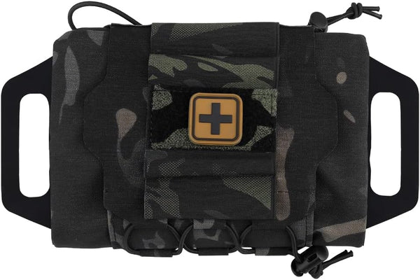 Tactical Military MOLLE Pouch, Rapid First-aid Belt Pouch, Survival Med Roll Carrier with Hypalon Handle
