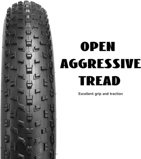 Hycline Fat Bike Replacement Tire: 20x4.0/26x4.0 Inch Puncture Resistant Folding MTB Tires for All Terrain