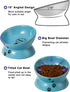 Y YHY Elevated Cat Food Bowl, Ceramic Raised Cat Bowl, Tilt Angle Protect Cat's Spine, Anti Vomiting Cat Dish, Backflow Prevention, Lake Blue