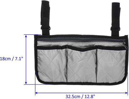 4 M METERXITY Chair Armrest Organizer - Polyester Pockets Snack Magazine Arm Rest Storage Bag with Adjustable Straps
