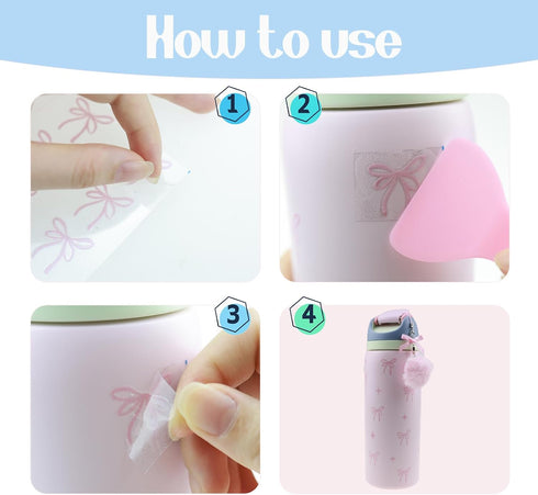 Ceoyiler Bows Stickers for Owala Accessories, Pink Bow and Star Design Waterproof Stickers, Suitable for Owala Water