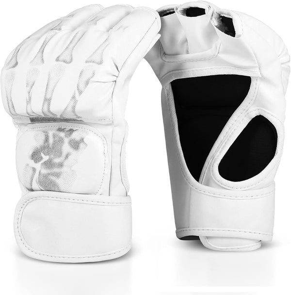 Flexzion MMA Gloves - Fingerless Boxing Gloves for Men Women and Teen Youth, UFC Grappling Krav Maga Kickboxing
