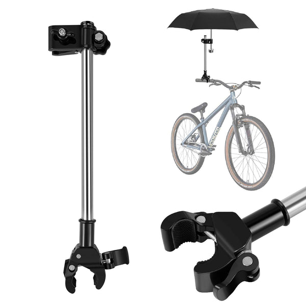 Flexzion Bicycle Umbrella Clamp Holder Mount, Universal Connector for Handlebar, Wheelchair, Stroller, Adjustable
