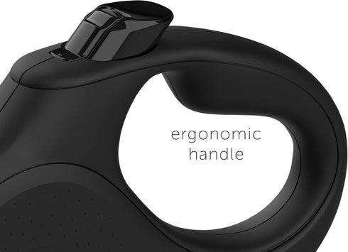 TUG Monochrome XL 360° Tangle-Free Retractable Dog Leash, 26 ft Strong Nylon Tape, One-Handed Brake, Pause, Lock