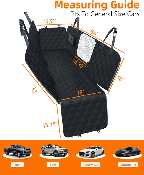 100% Hammock PETICON Dog Car Seat Cover with Mesh Window, Waterproof Pet Seat Cover for Back Seat, Scratchproof Dog