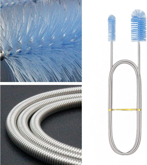Aquarium Filter Hose Brush, Stainless Steel Long Tube Cleaning Brush for Fish Tank, Home Kitchen, Glasses Straws