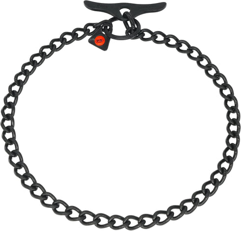 Herm Sprenger Black Stainless Steel Dog Training Collar, Toggle and Round Links, for Small Medium Large Dogs