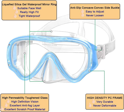 WACOOL Snorkeling Snorkel Diving Scuba Package Set Gear for Kids Youth Junior with Anti-Fog Coated Glass