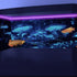 24X16IN Blacklight Cyan Mushroom Black Light Aquarium Background, UV Reactive Starry Sky