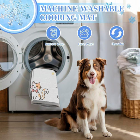 imiBBWQu Summer 27" 22" Cooling Dog Bed Bow Cats White Floral Cooling Crate Mat for Dogs Washable Portable Pet Pad Dog