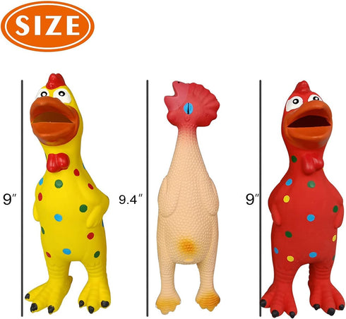 Set 3 Pack PetLike Latex Dog Chew Toy Durable Non-Toxic Squeaky Fetch Toy for Small Medium Chicken Dog Toys