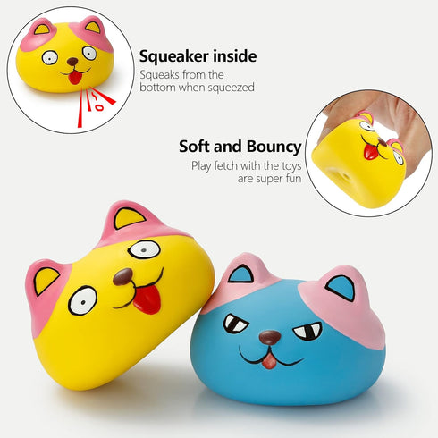 Funny Animal Squeaky Dog Balls, 6 Pcs/Set for Mini Small Pet Dogs
