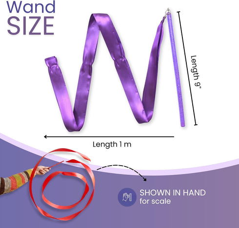 Pack 6 9" 1m GSi Multicolor Ribbon Wands & Rings for Kids - of Dance Streamers with Stick, Ribbons, Gymnastics & Party