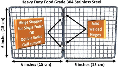 Portable Bushcraft Stainless BBQ Cooking Grill Grate, Bamboo Cutting Board, Burlap Bag, Mini Knife, Fire Starter Kits. Camping, Campfires, Backpacking, Hunting & Fishing Gear by Branded Boards