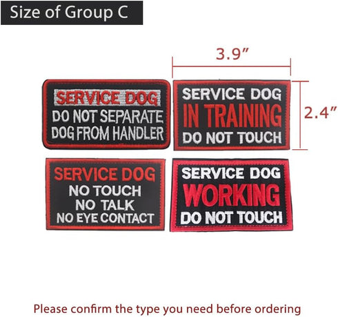 Working Service Dog Tag, No Touch & Talk Pet Patch Tactical Harness Accessory with Hook & Loop Backing for Training Vest & Gear