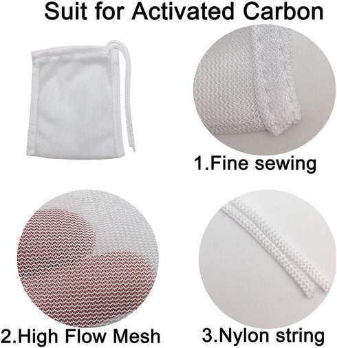 6 Pack Small Sized Filter Bags for Activated Carbon,3 by 4 inches High Flow Aquarium Mesh Media Filter Bag with Drawstrings for Fish Tank Charcoal Filter Bags