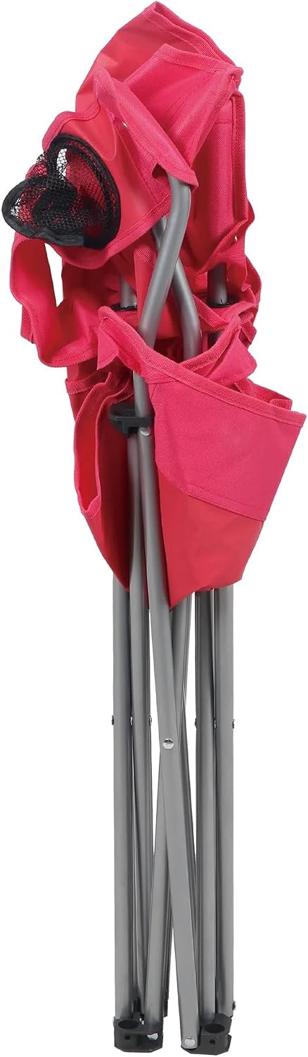 Generic 250 lbs Folding Camp Chair, Quad Fold with Cup Holder Steel Frame Capacity for Camping, Tailgating, Outdoor