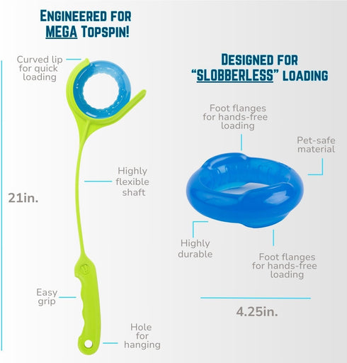 Gitit MAX! - Launcher + Ring, Epic Fetch Dog Toy for Medium to Large Dogs, Slobberless/Clean Hands Loading