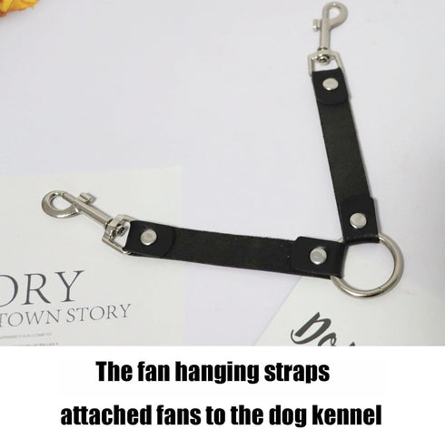 2Pcs Hanging Utility Straps for Dog Kennel Fan, Waterproof Ryobi P3320 Fan Holder with Swivel Spring Clips, Black