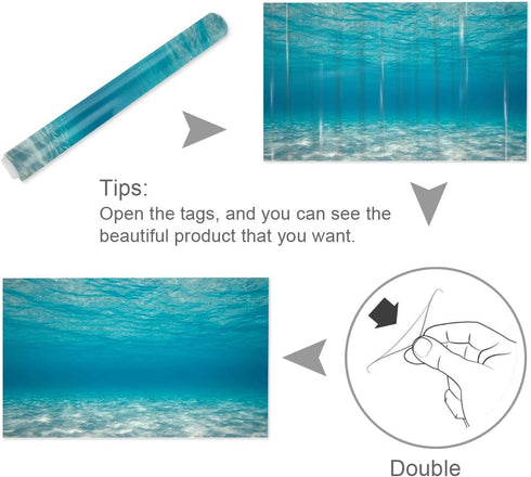 T&H XHome Aquarium Décor Backgrounds, Pure Blue Water Pattern PVC Adhesive Poster