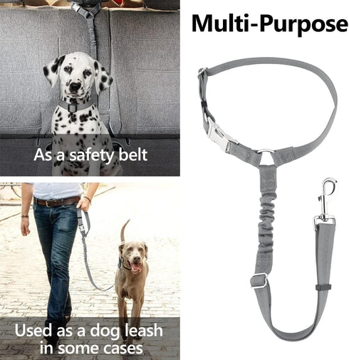 Plutus Pet Dog Seat Belt for Car Headrest, Reflective and Adjustable Restraint with Elastic Bungee for Safety, Vehicle
