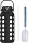 MUKOKO 64 oz Half Gallon Glass Water Bottles with Straw and Lid, Motivational Water Jug with Time Marker Reminder