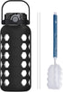 MUKOKO 64 oz Half Gallon Glass Water Bottles with Straw and Lid, Motivational Water Jug with Time Marker Reminder