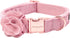 ARING PET Velvet Dog Collar, Unique Pink with Detachable Felt Flower, Adjustable Soft Velvet for Small Medium Large Dogs