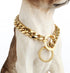 Gold Chain Dog Collar 11/15/19mm Wide Stainless Steel Cuban Link, Slip Choker Chew Proof for Small, Medium, Large Dogs