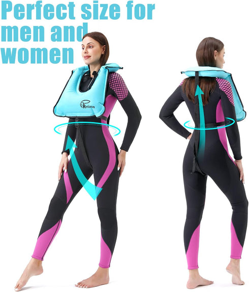 Rrtizan Portable Inflatable Swim Vest, Adults Buoyancy Aid Swim Jackets for Men & Women