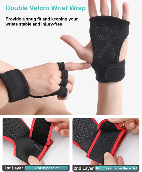 SUJAYU Workout Gloves for Men Workout Gloves Women, Wrist Wraps Wrist Straps for Weightlifting, Versa Grips Lifting