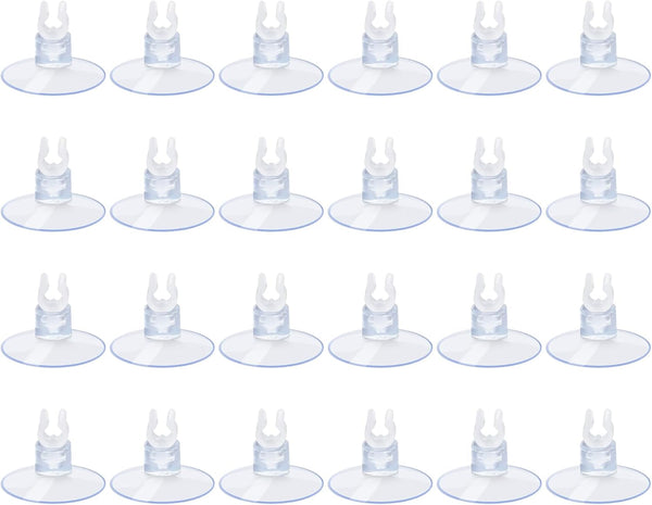 AQUANEAT Aquarium Suction Cups, 24pcs Clips for Fish Tank Airline Tubing, 3/16" Air Hose Holder (Clear)