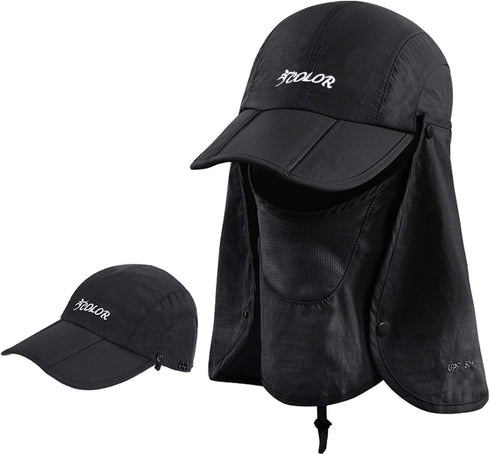 icolor Foldable Fishing Hat Sun Cap - Men Women UPF50+ Sun Protection Baseball Golf Ponytail Hats
