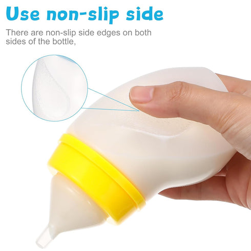 180Ml ULTECHNOVO Puppy Bottle Curved Neck Pet Feeding Bottle with Non-Slip Design Cleaning Brush Replacement