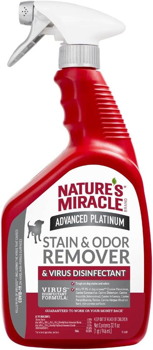 Natures Miracle Advanced Platinum Stain and Odor Remover and Virus Disinfectant, 32