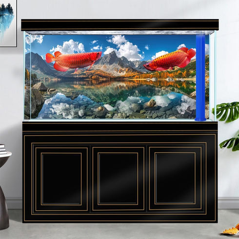 Natural Mountain Aquarium Background, Art Natural Landscape Theme for Fish Tank 36X18IN