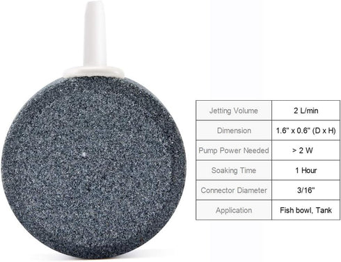 1.6 Inch Air Stone for Aquarium - Air Stone for Fish Tank and Hydroponics Air Pump