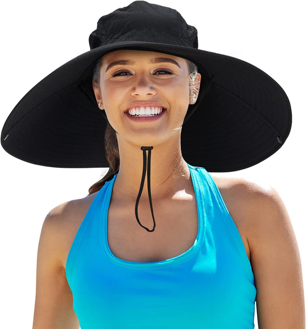 Leotruny Women Super Wide Brim Sun Hat, UPF50+ Waterproof Bucket Hat for Fishing and Camping
