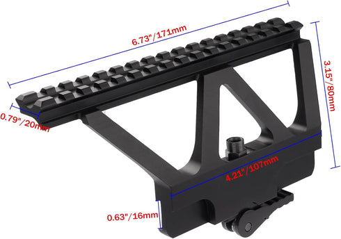 Side Scope Mount - Quick Detach Scope Mount Side Picatinny Rail for Red Dot Optic Scope