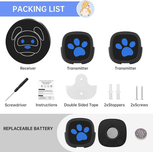 IP65 55 1000 Dog Door Bell for Potty Training, Wireless Dog Doorbell Ring to Go Outside, Waterproof Touch Buttons